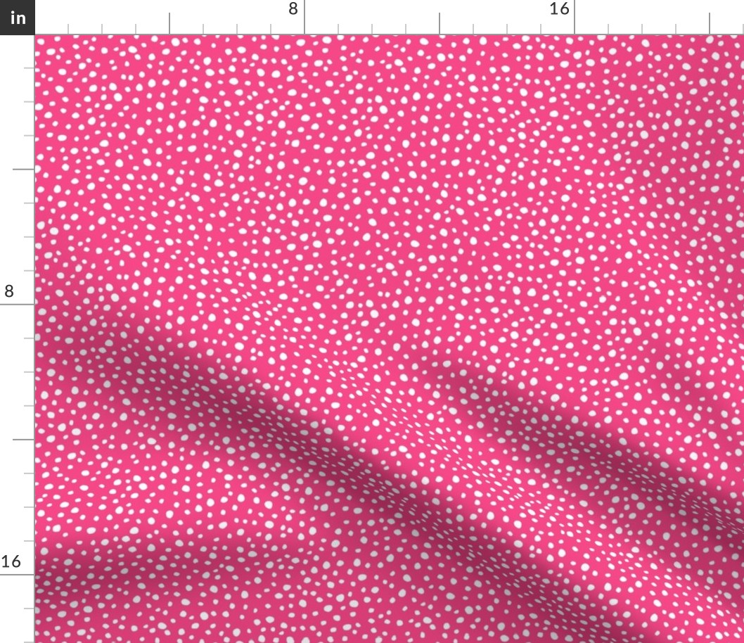 Organic White Polka Dots on Bright Pink