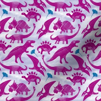 Dino Block Print Raspberry Lilac Small