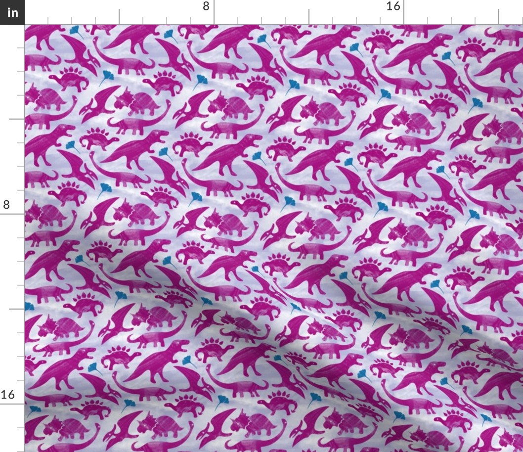 Dino Block Print Raspberry Lilac Small