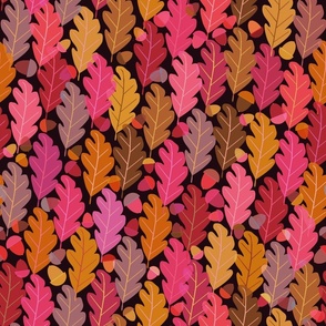 Autumn Oak Leaves & Acorns, pink, 18 inch