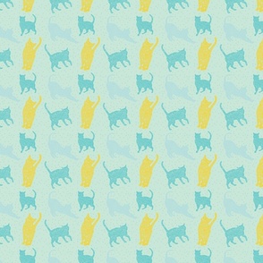 I Love Cats Bluegreen & Yellow  Design