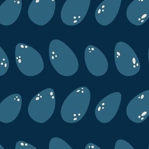 Medium - Navy blue dinosaur eggs repeat pattern