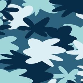 Large - Blue abstract camouflage repeat pattern