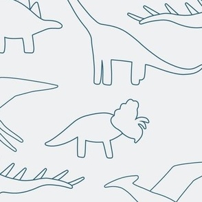 Large - Hand drawn line dinosaur silhouette repeat pattern