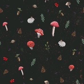 Mushrooms autumn soft pattern_dark