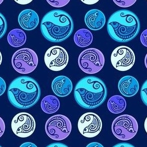 Celtic bird medallions blue purple 