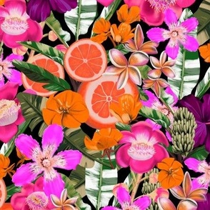 Flowers and Fruits - Orange and Pink M