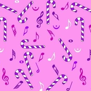 Candy Cane Music Notes Pink