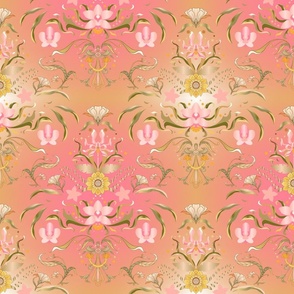 Art Nouveau Cream Pink Damask