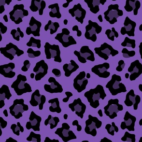 Jumbo Leopard Spots Animal Repeat Pattern Print in Purple and Black