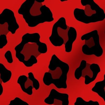 Jumbo Leopard Spots Animal Repeat Pattern Print in Red and Black