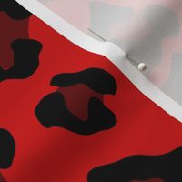 Jumbo Leopard Spots Animal Repeat Pattern Print in Red and Black