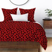 Jumbo Leopard Spots Animal Repeat Pattern Print in Red and Black