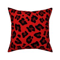 Jumbo Leopard Spots Animal Repeat Pattern Print in Red and Black