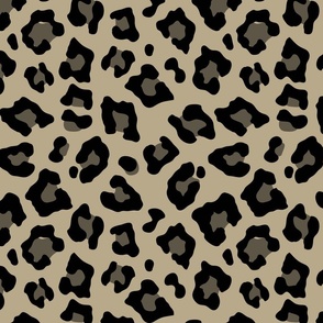 Jumbo Leopard Spots Animal Repeat Pattern Print in Tan and Black