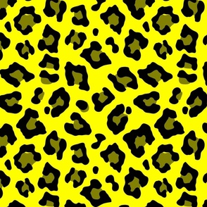 Jumbo Leopard Spots Animal Repeat Pattern Print in Yellow and Black