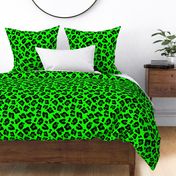 Jumbo Leopard Spots Animal Repeat Pattern Print in Green and Black