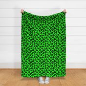 Jumbo Leopard Spots Animal Repeat Pattern Print in Green and Black