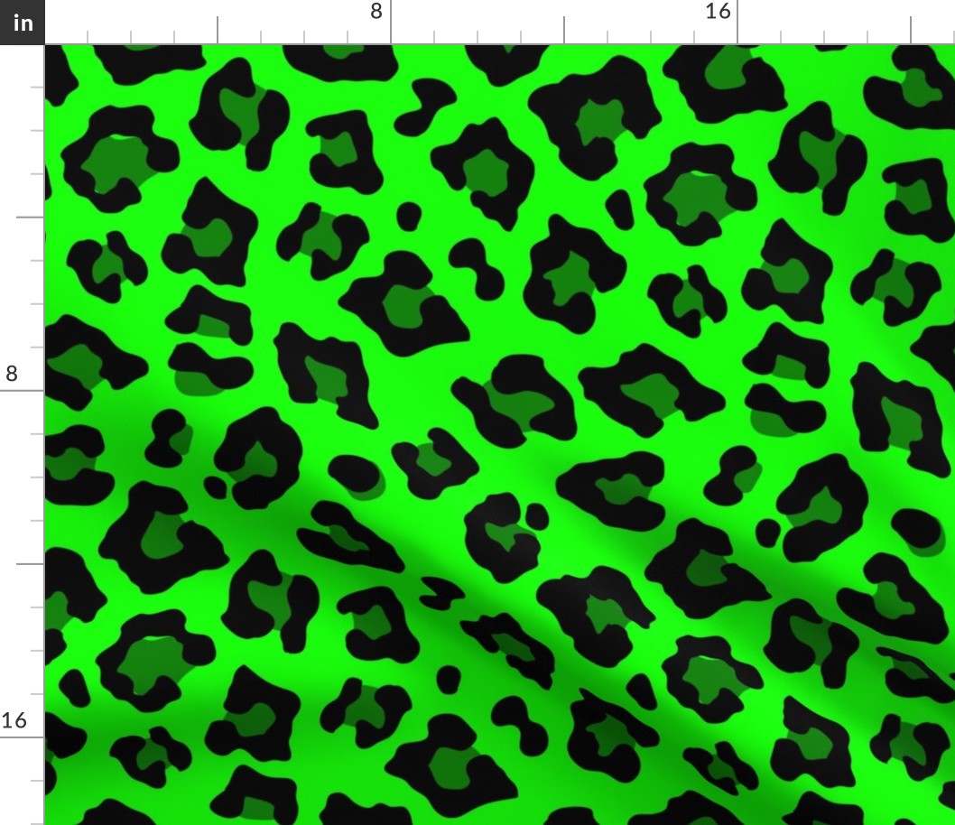 Jumbo Leopard Spots Animal Repeat Pattern Print in Green and Black