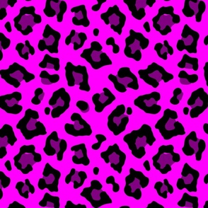 Jumbo Leopard Spots Animal Repeat Pattern Print in Hot Pink and Black