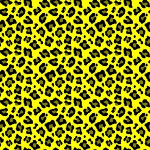 Smaller Leopard Spots Animal Repeat Pattern Print in Yellow and Black