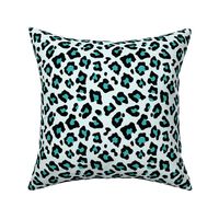 Smaller Leopard Spots Animal Repeat Pattern Print in Turquoise Blue and Black