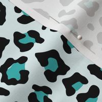 Smaller Leopard Spots Animal Repeat Pattern Print in Turquoise Blue and Black