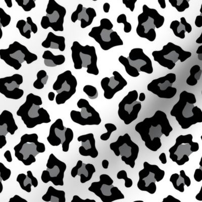 Smaller Leopard Spots Animal Repeat Pattern Print in Grey and Black