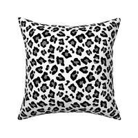 Smaller Leopard Spots Animal Repeat Pattern Print in Grey and Black