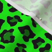 Smaller Leopard Spots Animal Repeat Pattern Print in Green and Black