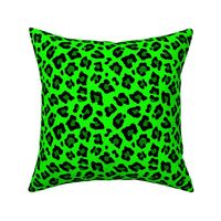 Smaller Leopard Spots Animal Repeat Pattern Print in Green and Black