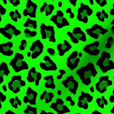 Smaller Leopard Spots Animal Repeat Pattern Print in Green and Black