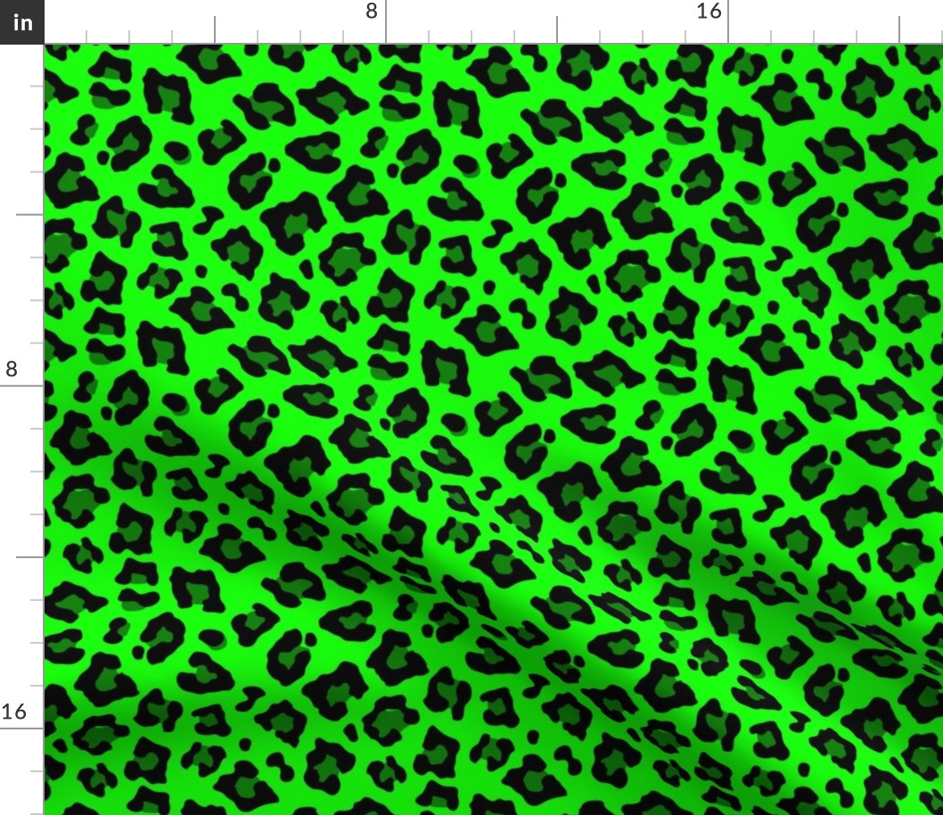 Smaller Leopard Spots Animal Repeat Pattern Print in Green and Black