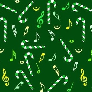 Green Candy Cane Music Notes