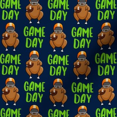 Game Day - navy and green - Turkey with football - C21