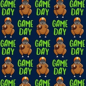 Game Day - navy and green - Turkey with football - C21