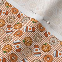 (1/2" scale) Coffee and Fall Donuts - PSL pumpkin fall donuts toss - orange stripes - (90
