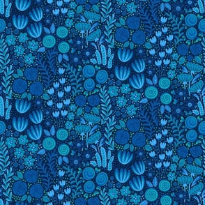 Wildflower Field- Teal & Blue