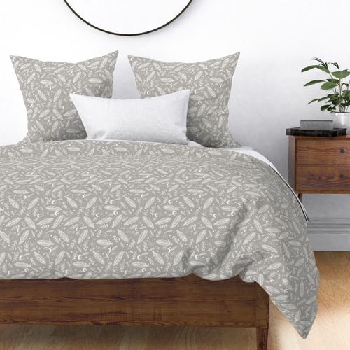 boho doodle foliage grey