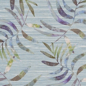 Grasscloth Wallpaper Palms on Calm Ocean Blue 
