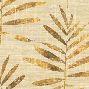 Grasscloth - Gold Palms Linen Wallpaper 
