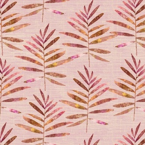 Pink Watercolor Palms on Pink Grasscloth