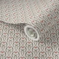 Interlaced floral in cream and coral