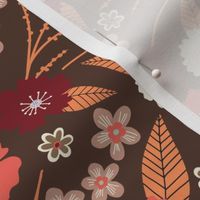 Into The Woods: Brown Multicolor Tossed Floral