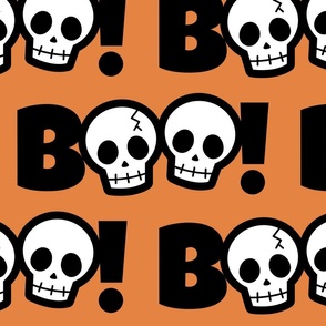 BOO Skulls on Orange Large