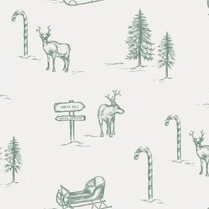 Christmas & Holiday Toile in Green