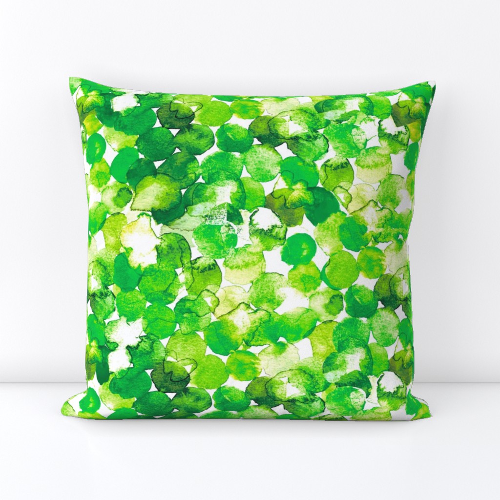 Lime Green Watercolor Dots on White by Brittanylane