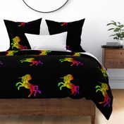 Etched Look Rainbow Unicorn for Pillow on Black