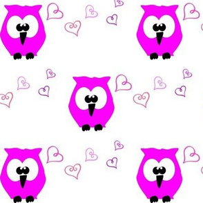 Pink Owl & Hearts