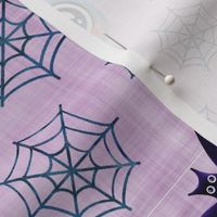 halloween spider bat purple linen
